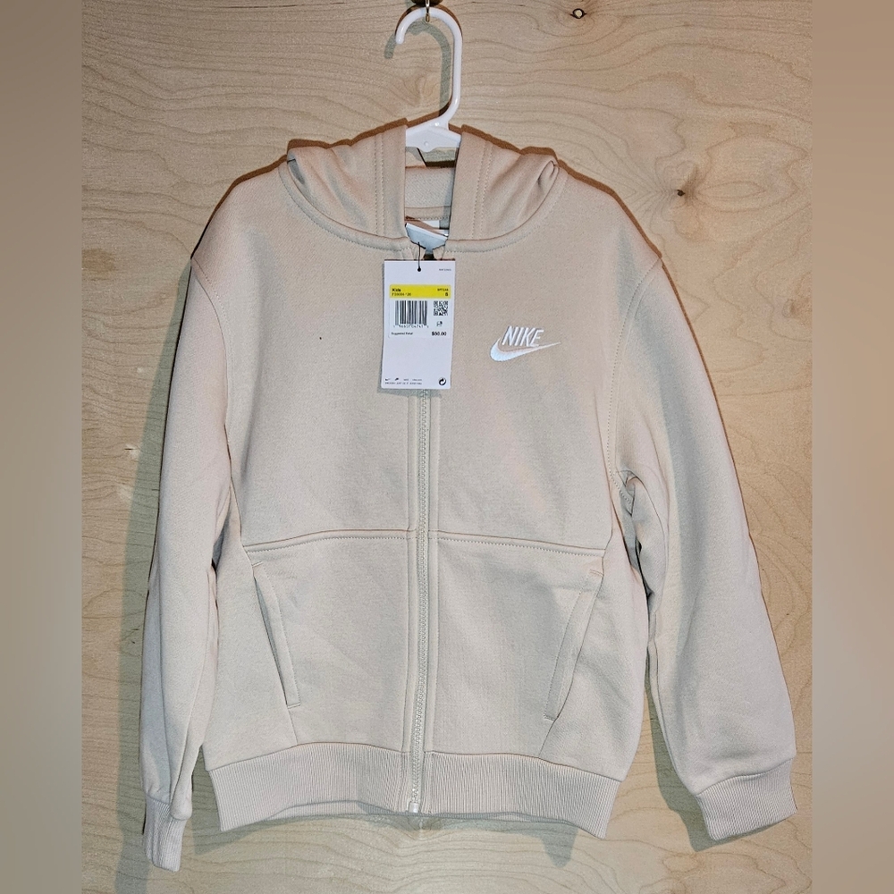 Nike Kids Size Small Beige Zip-Up Hoodie